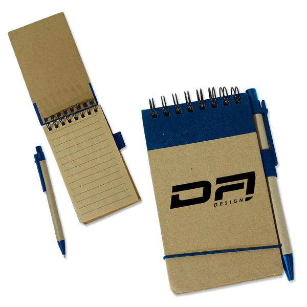 Personalized Recycled Memo Pad with Pen - Blue - Pens ...